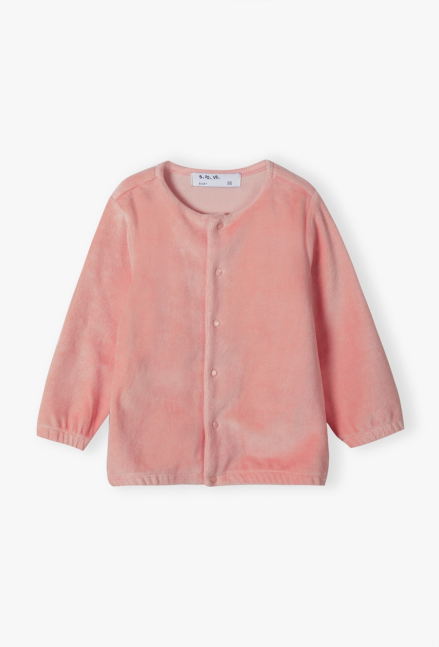 Różowa welurowa bluza niemowlęca rozpinana bez kaptura