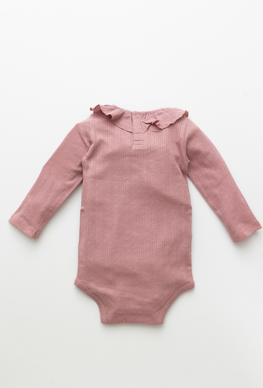 Różowe body niemowlęce pointelle z falbanką