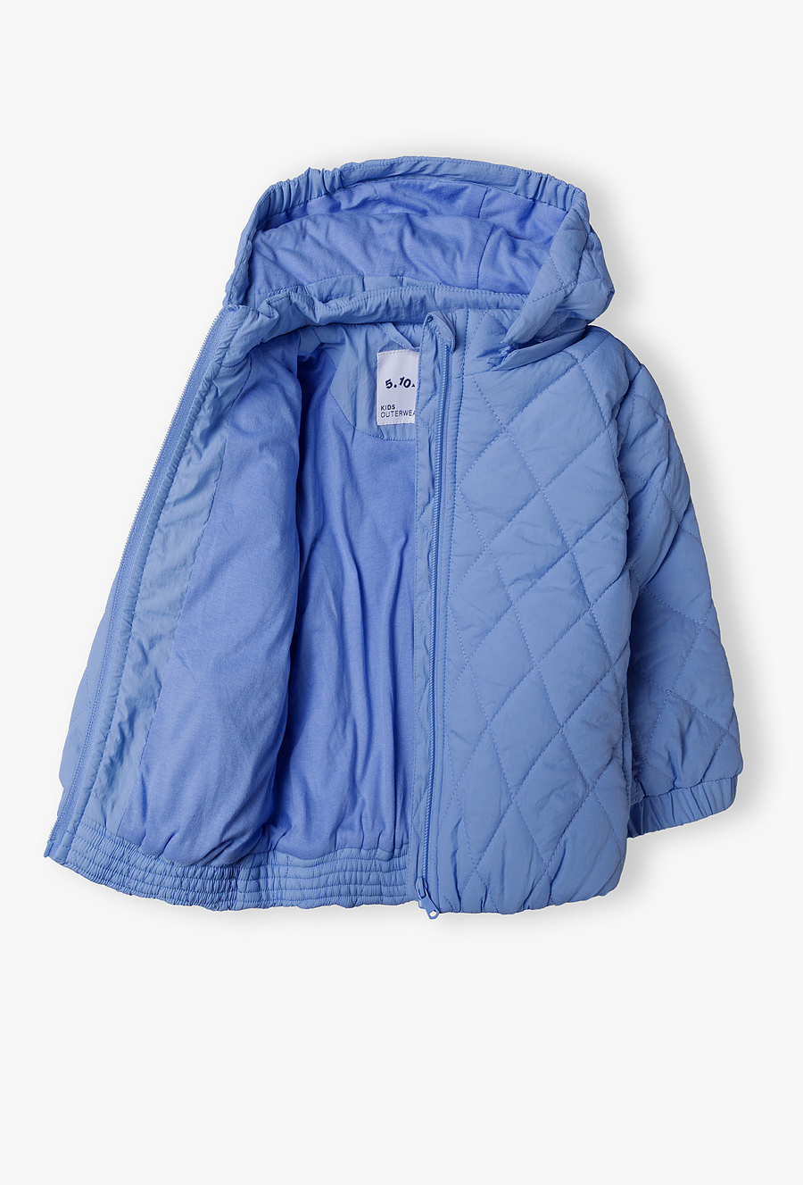 Niebieska pikowana kurtka niemowlęca z kapturem - 510.15.