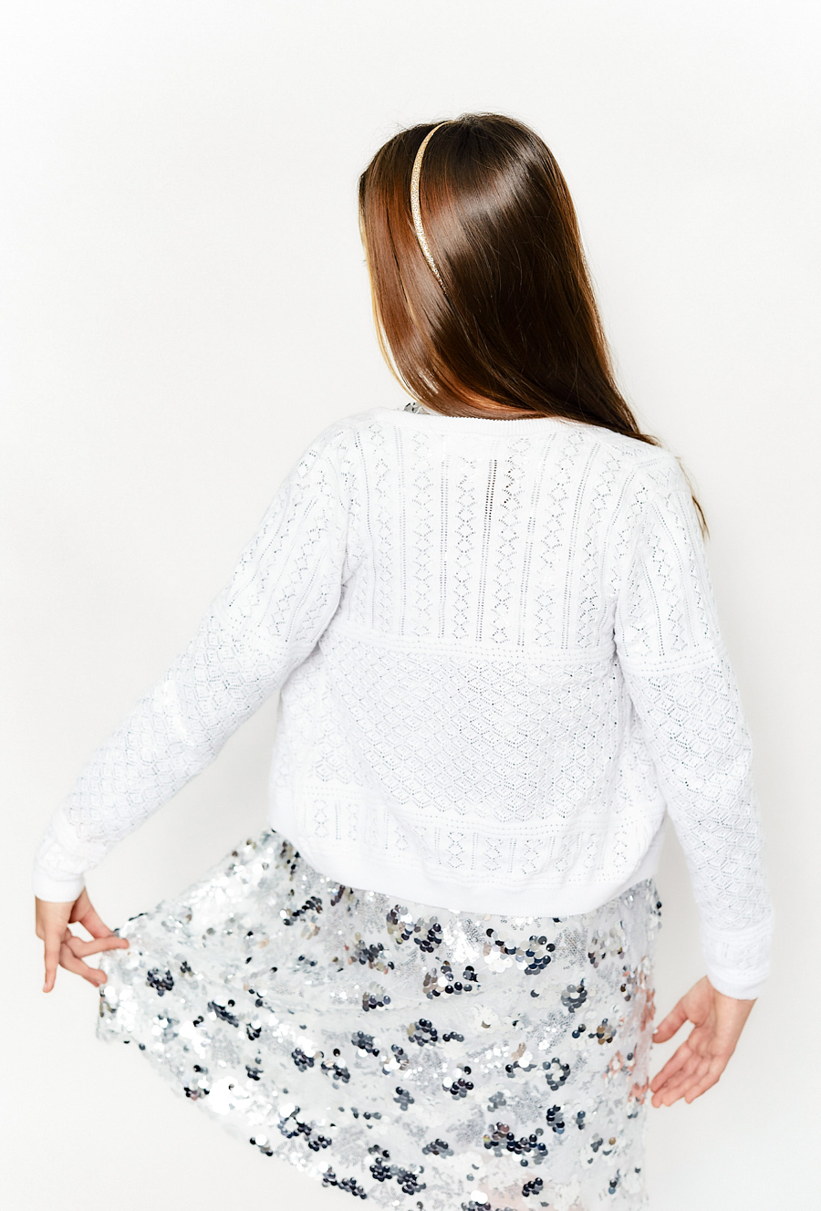 Sweterek rozpinany - ażurowy wzór