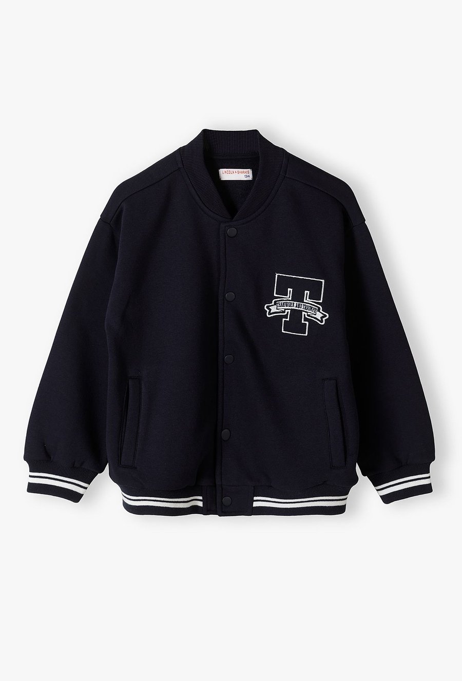 Bluza dresowa dla chłopca - granatowa bomberka - Lincoln&Sharks