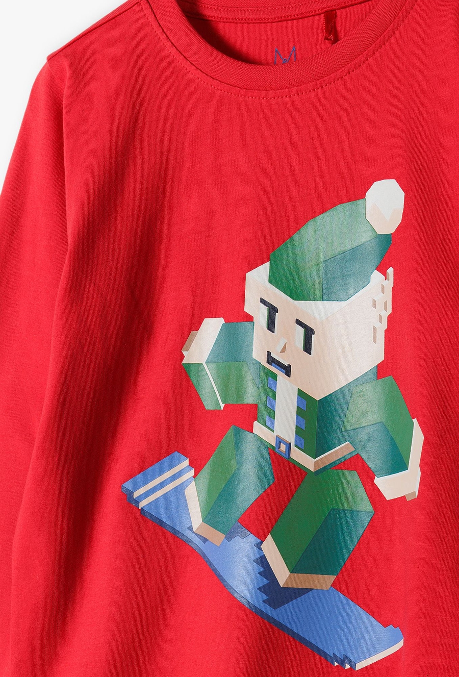 Czerwona bawełniana świąteczna bluzka dla chłopca