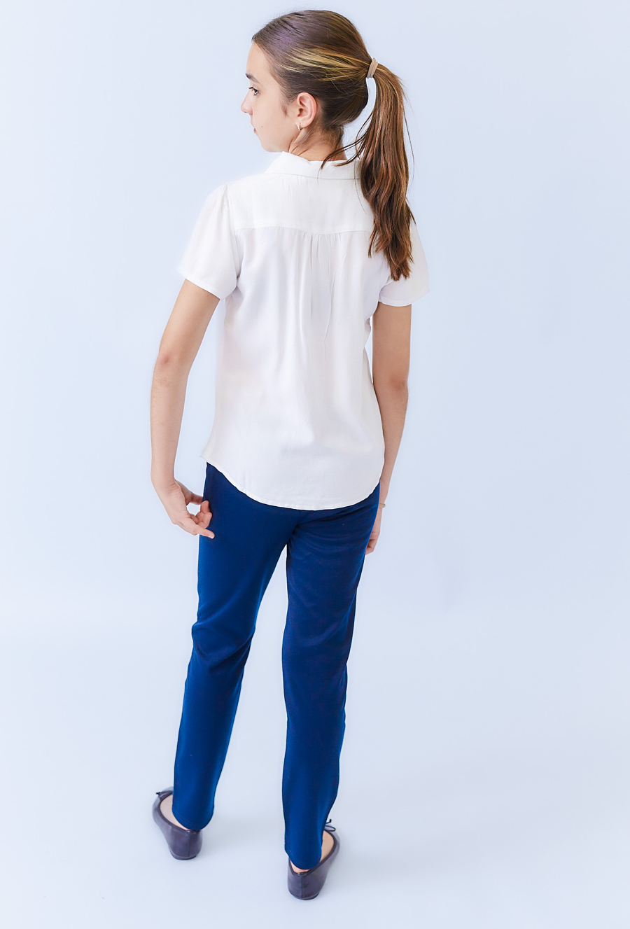 Granatowe legginsy dziewczęce z guzikami