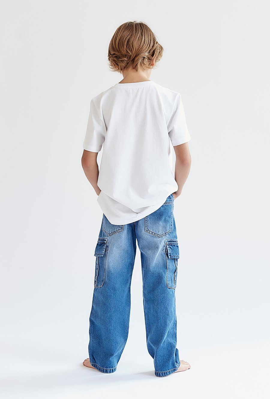 Jeansy Wide Leg bojówki dla chłopca - niebieskie