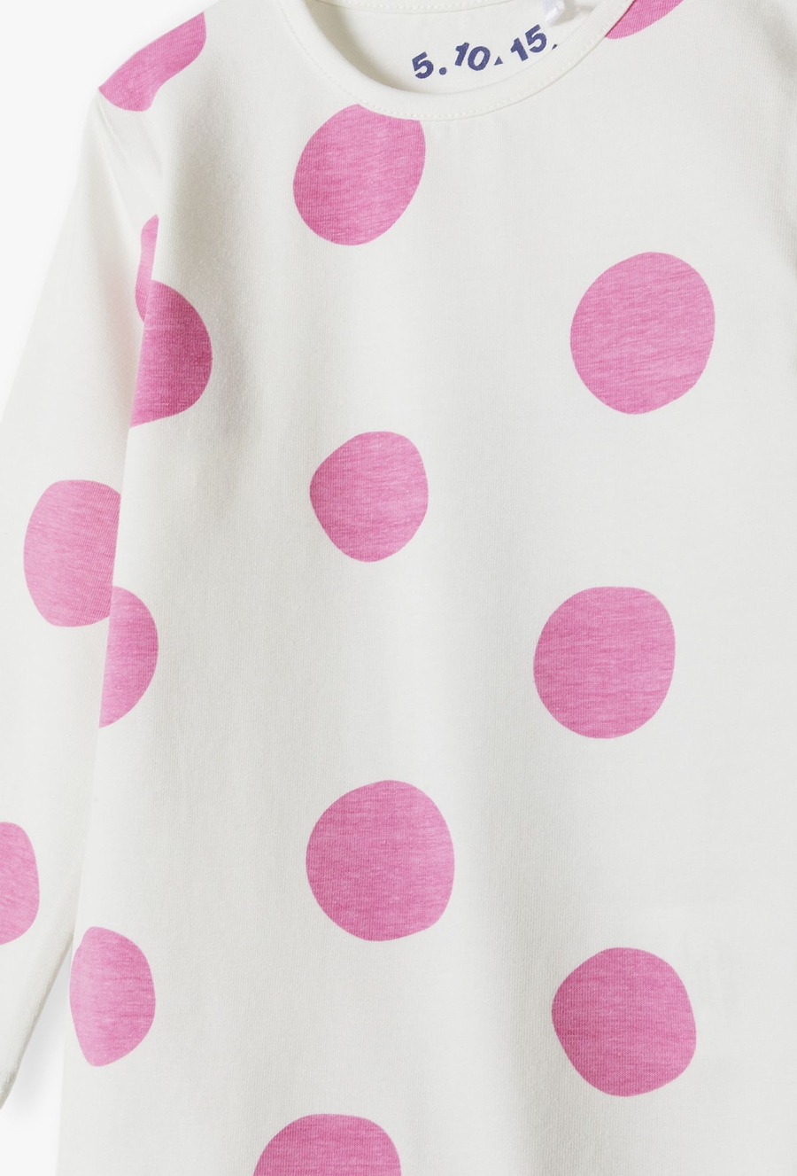 Dzianinowe body z długim rękawem - białe w różowe opki