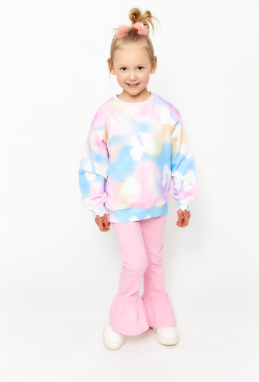 Spodnie dziewczęce z falbaną