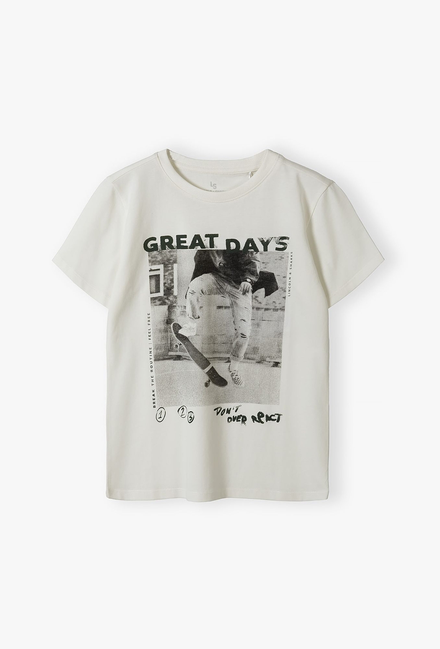T-shirt dla chłopca - Great Day - ecru - Lincoln&Sharks
