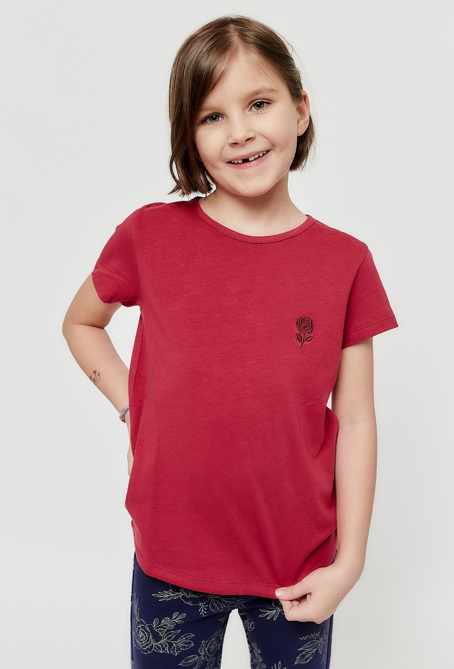 T-shirt dla dziewczynki 2-pak z motywem róży