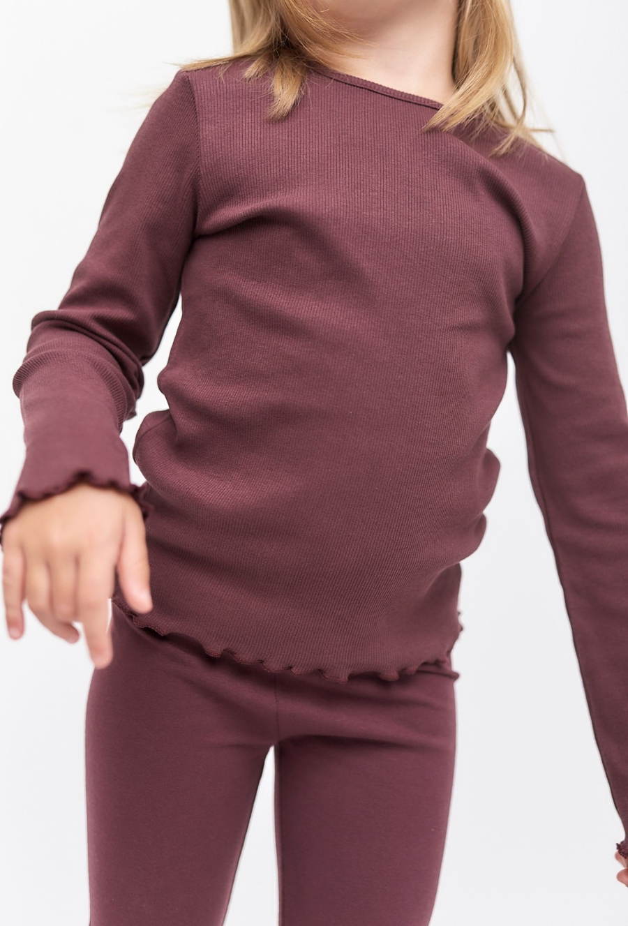 Bluzka dziewczęca w prążki - bordowa - 510.15.