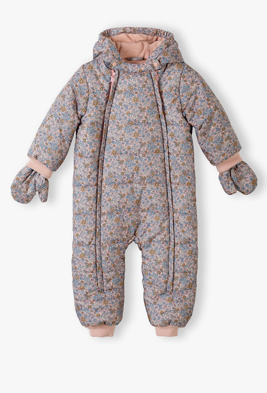 Kombinezon zimowy dla niemowlaka - różowy w kwiatki - 510.15.