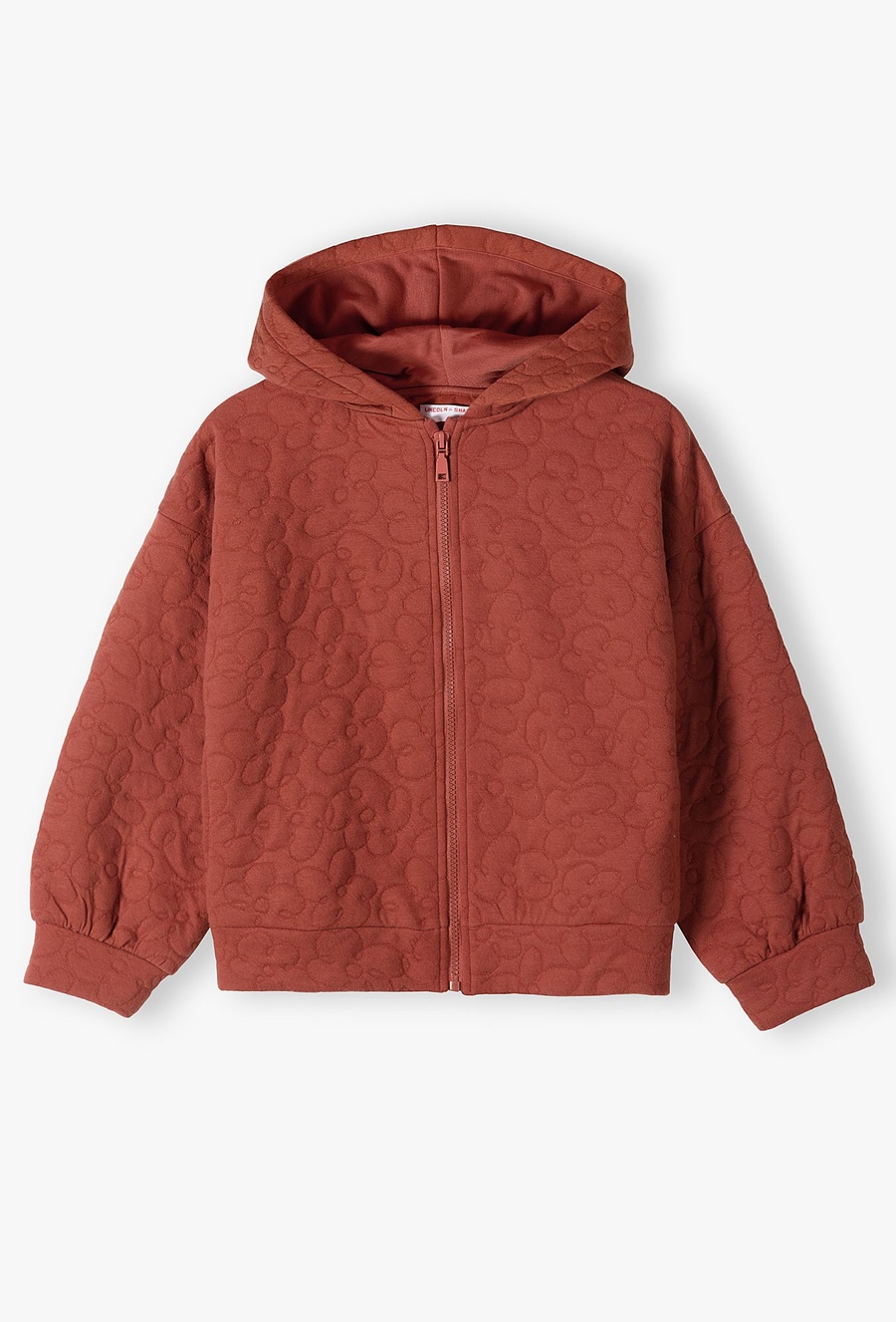 Bluza dziewczęca z pikowanymi przeszyciami i kapturem