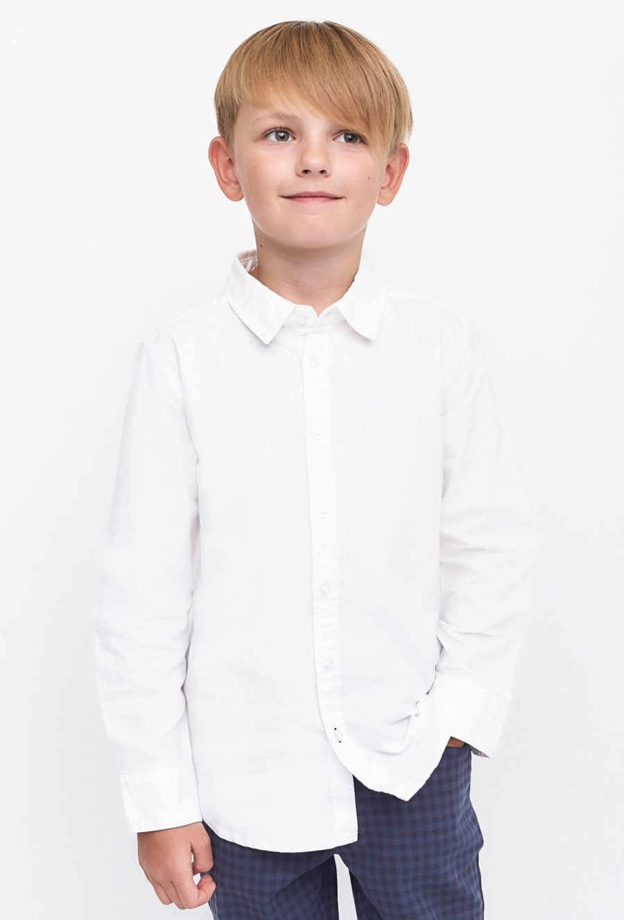 Biała koszula z długim rękawem dla chłopca