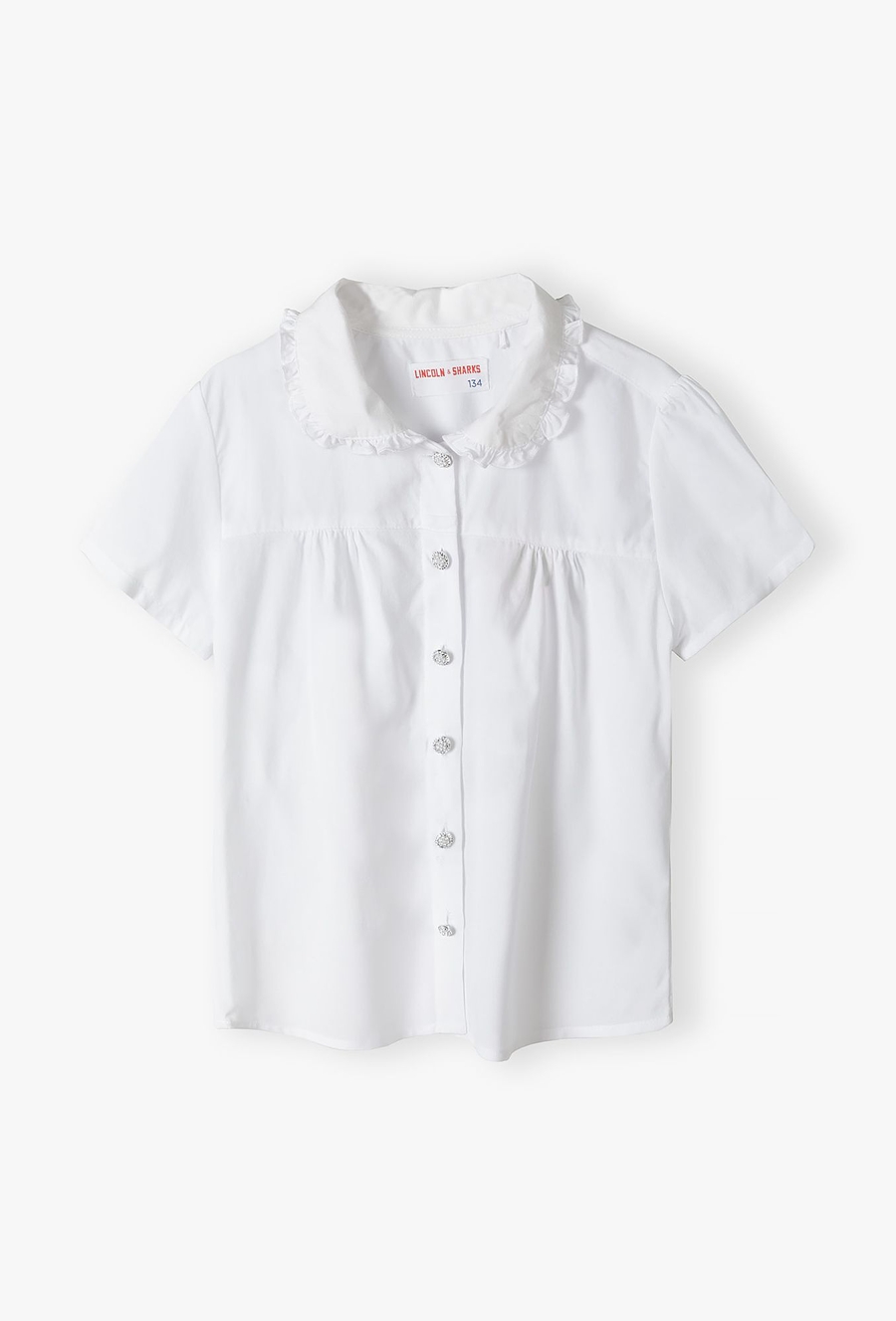 Biała koszula dziewczęca z ótkim rękawem - Lincoln&Sharks