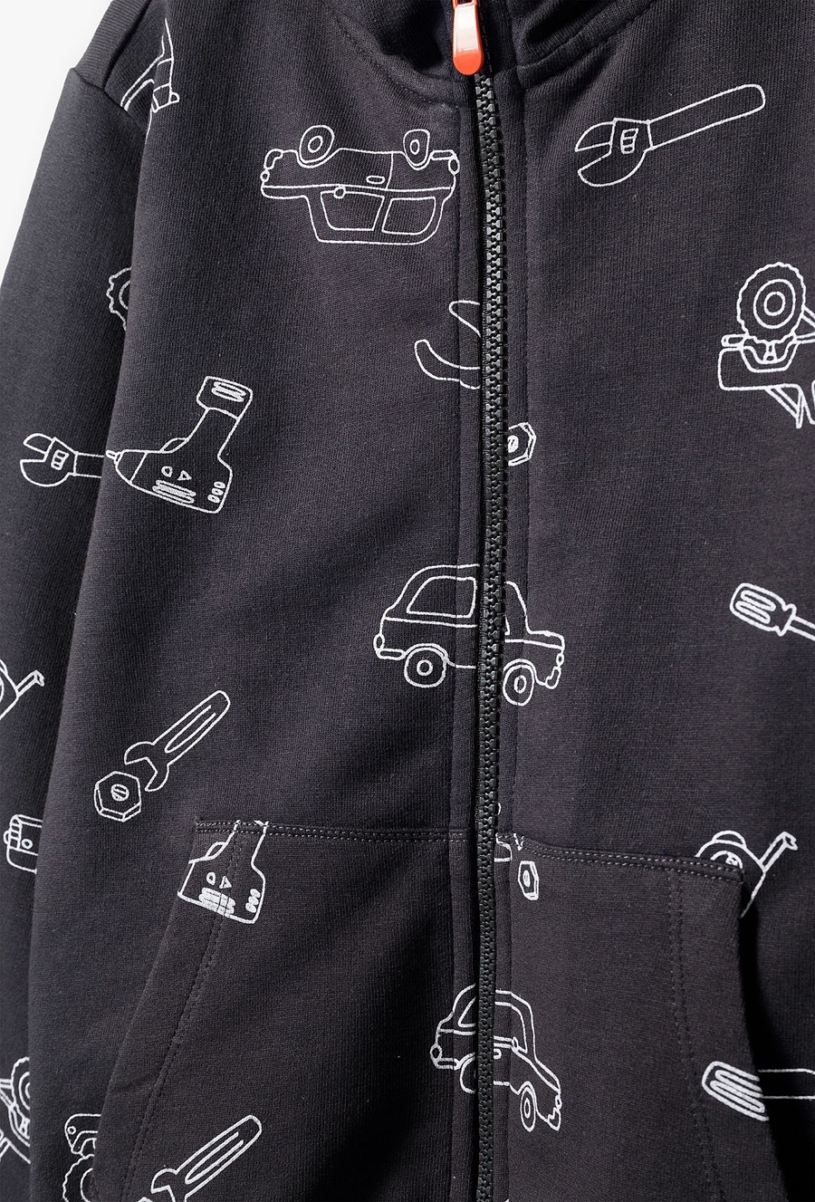 Szara bluza dresowa chłopięca z kapturem