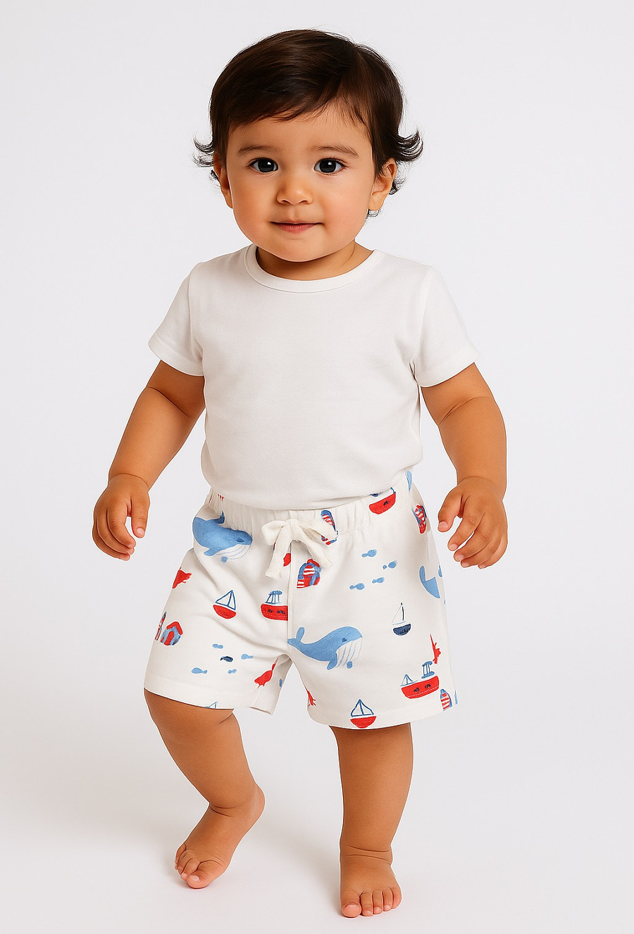 Szorty niemowlęce chłopięce – morski wzór
