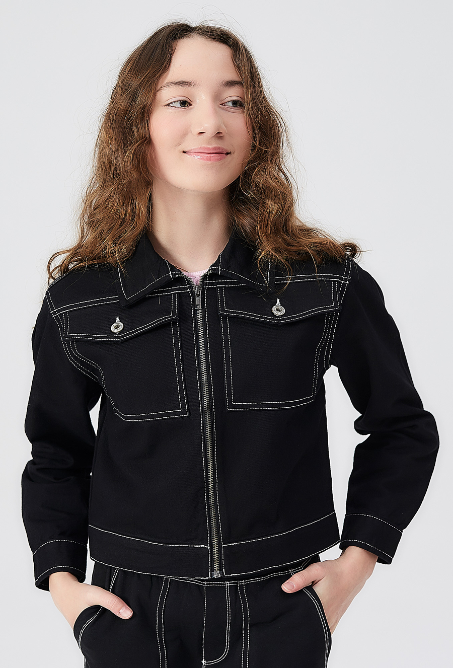 Jeansowa kurtka dziewczęca - czarna - Lincoln&Sharks