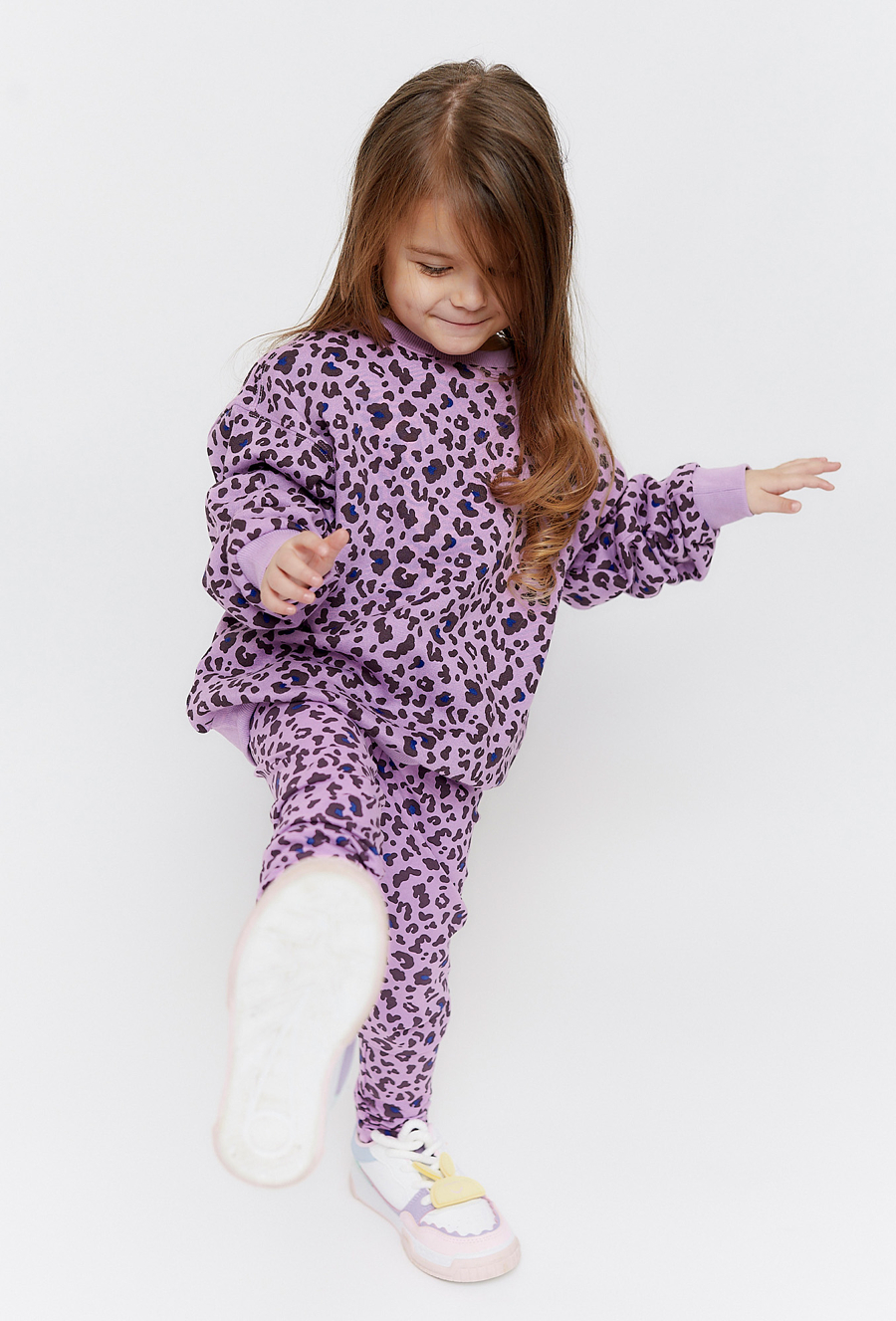 Legginsy dla dziewczynki - fioletowe w panterkę-Limited Edition
