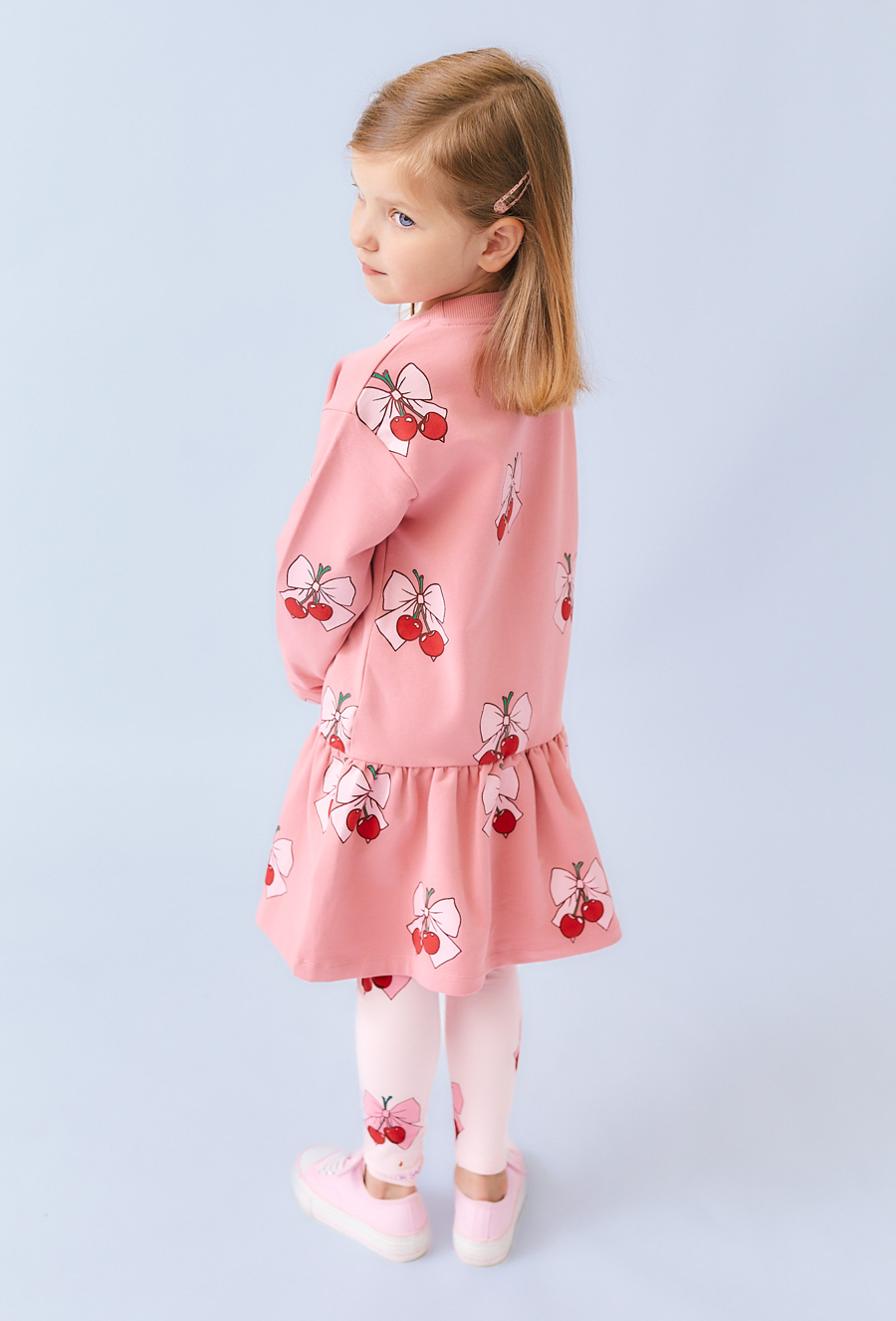 Sukienka dziewczęca z długim rękawem i nadrukiem