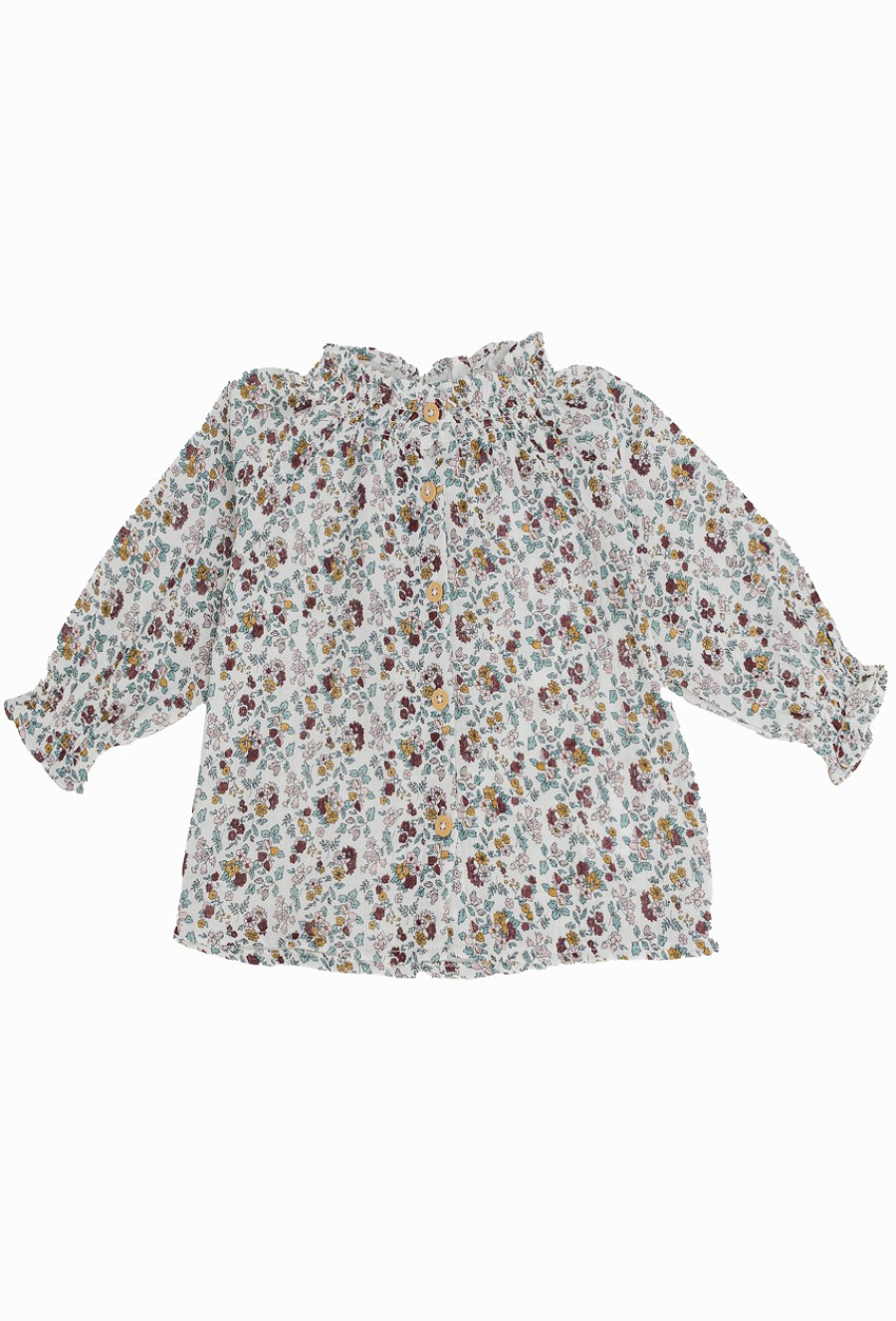 Koszula niemowlęca z długim rękawem i kwiatowym printem.