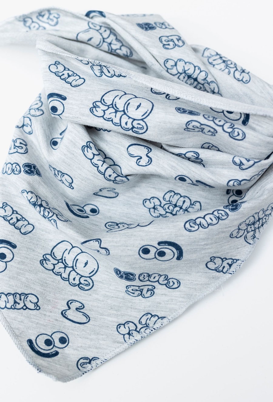 Bawełniana chustka pod szyję - szara z nadrukami