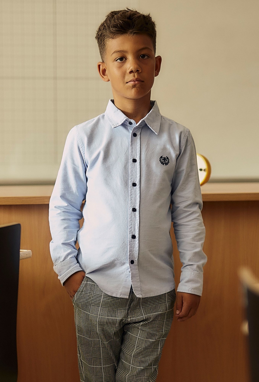 Elegancka koszula dla chłopca - niebieska z długim rękawem