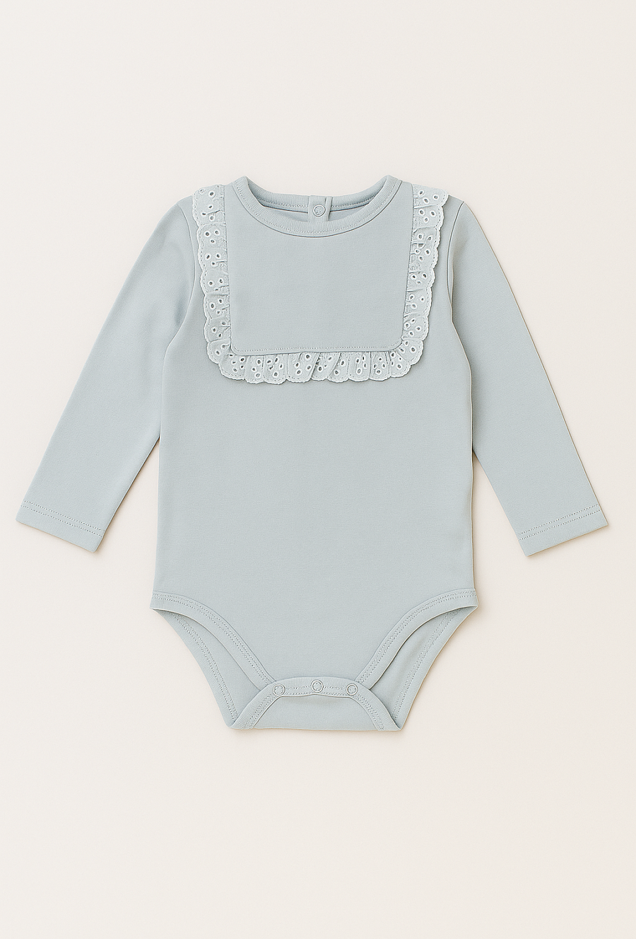 Body dziewczęce z długim rękawem i koronkową falbanką