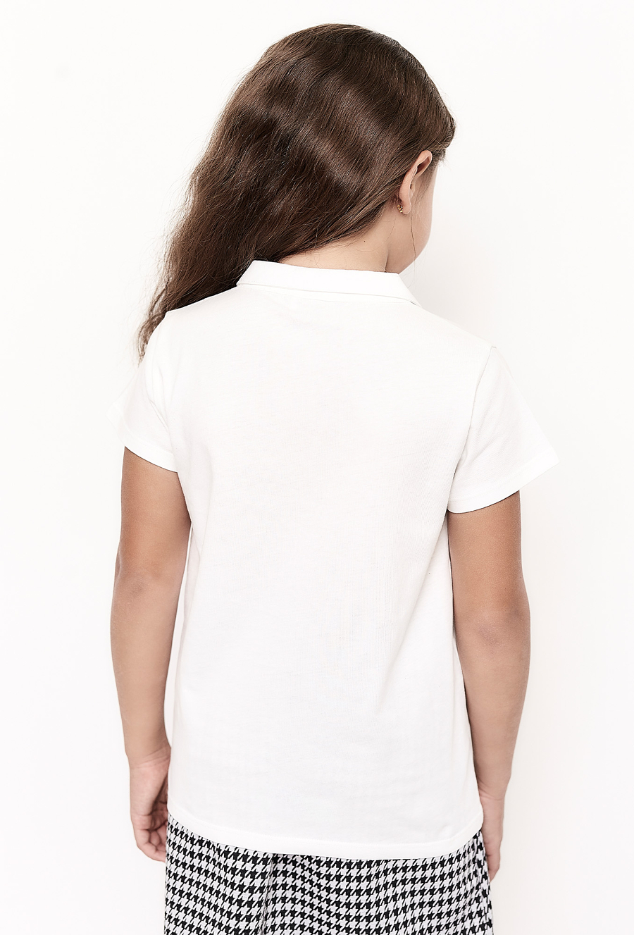 Biały t-shirt dziewczęcy z kołnierzykiem - Lincoln&Sharks