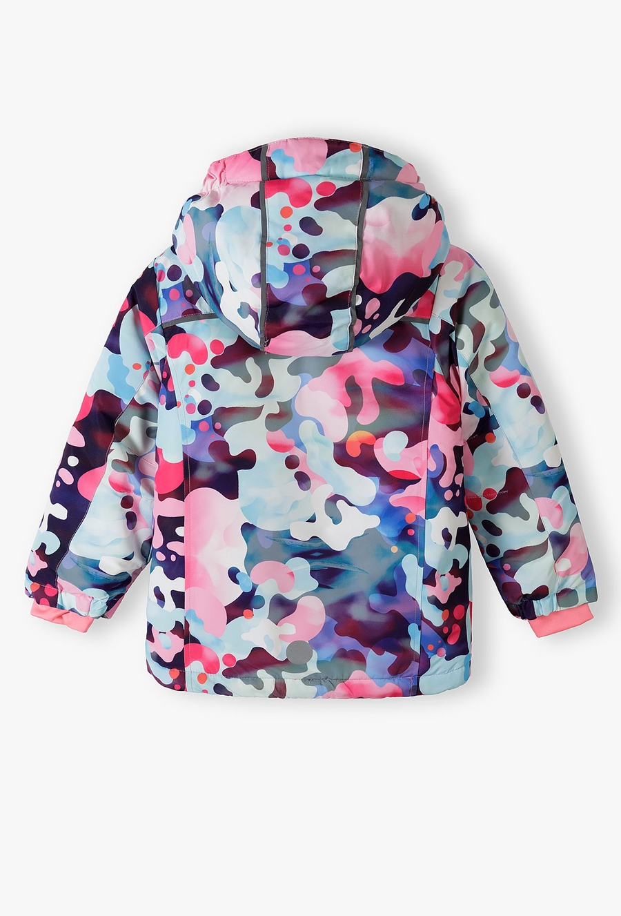 Kolorowa kurtka narciarska dziewczęca z elementami odblaskowymi
