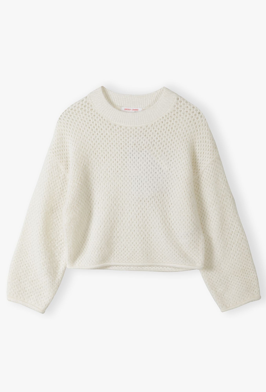 Sweter dziewczęcy ażurowy - ecru - Lincoln&Sharks