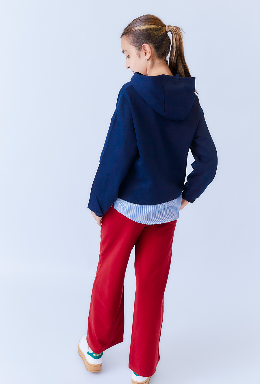 Czerwone spodnie dziewczęce wide leg