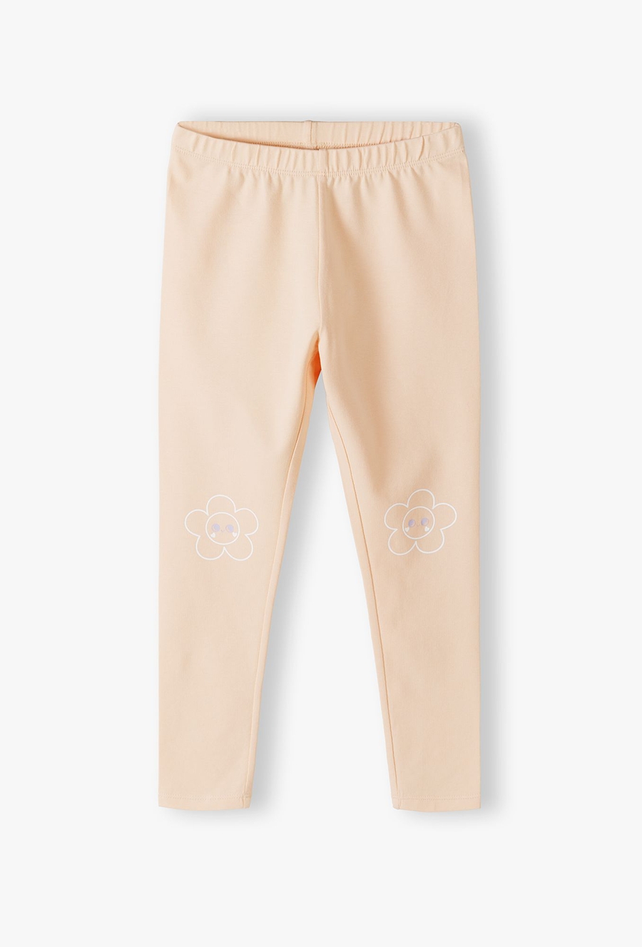 Dzianinowe leginsy z kwiatkami na kolanach - 510.15.