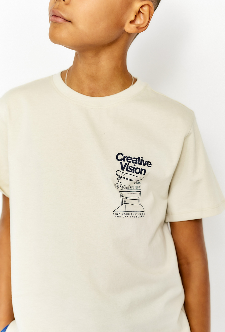 Chłopięcy t-shirt bawełniany Creative Vision - beżowy