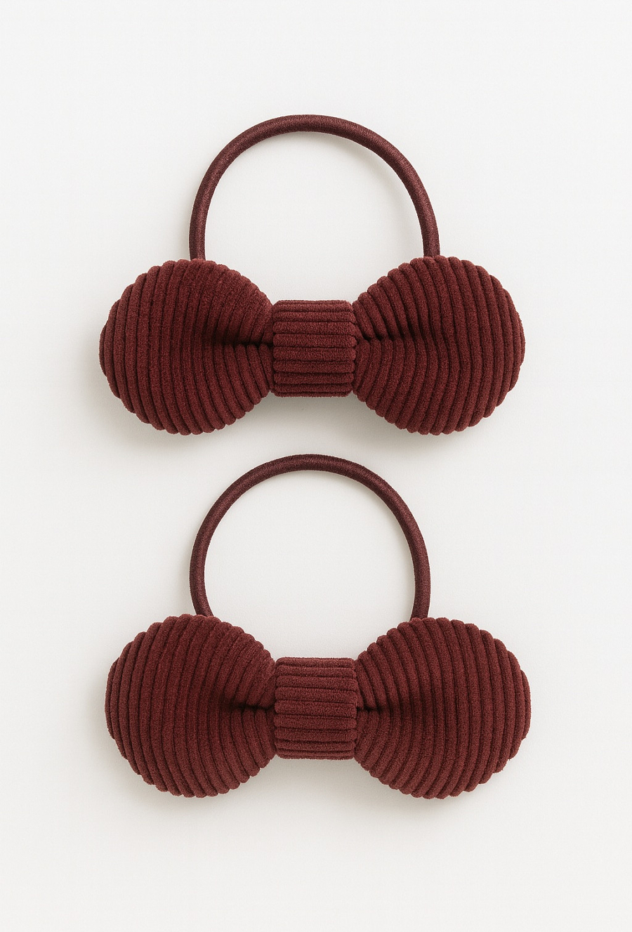 Zestaw 2 bordowych gumek do włosów z kokardkami