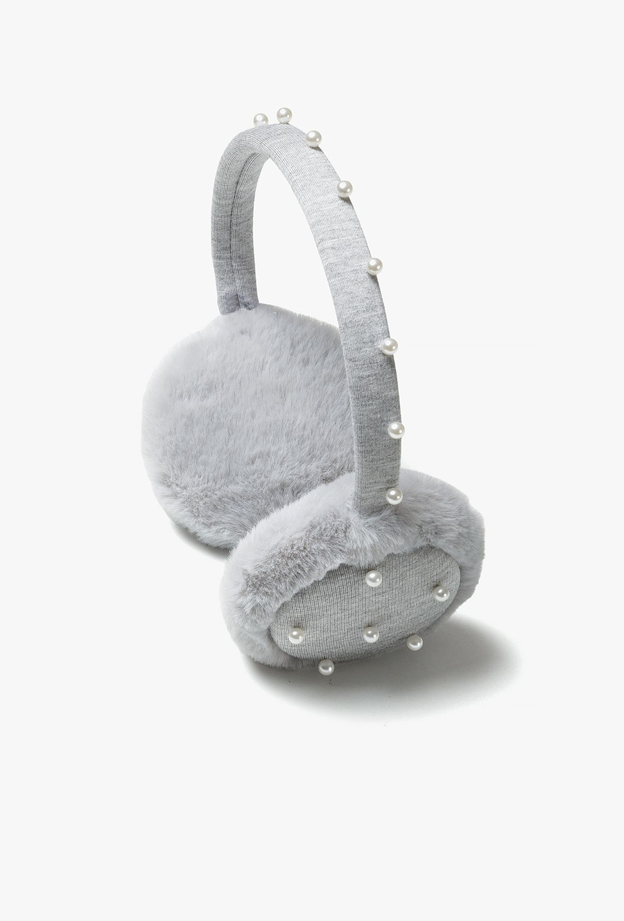 Nauszniki dziewczęce z perełkami szare