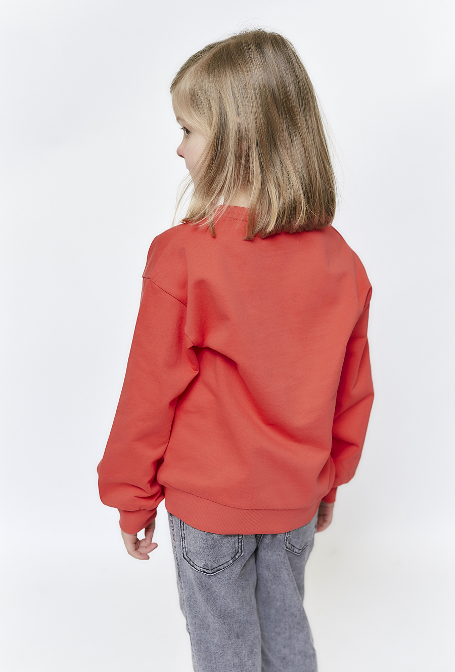 Dziewczęca bluza bawełniana - czerwona z motylkiem