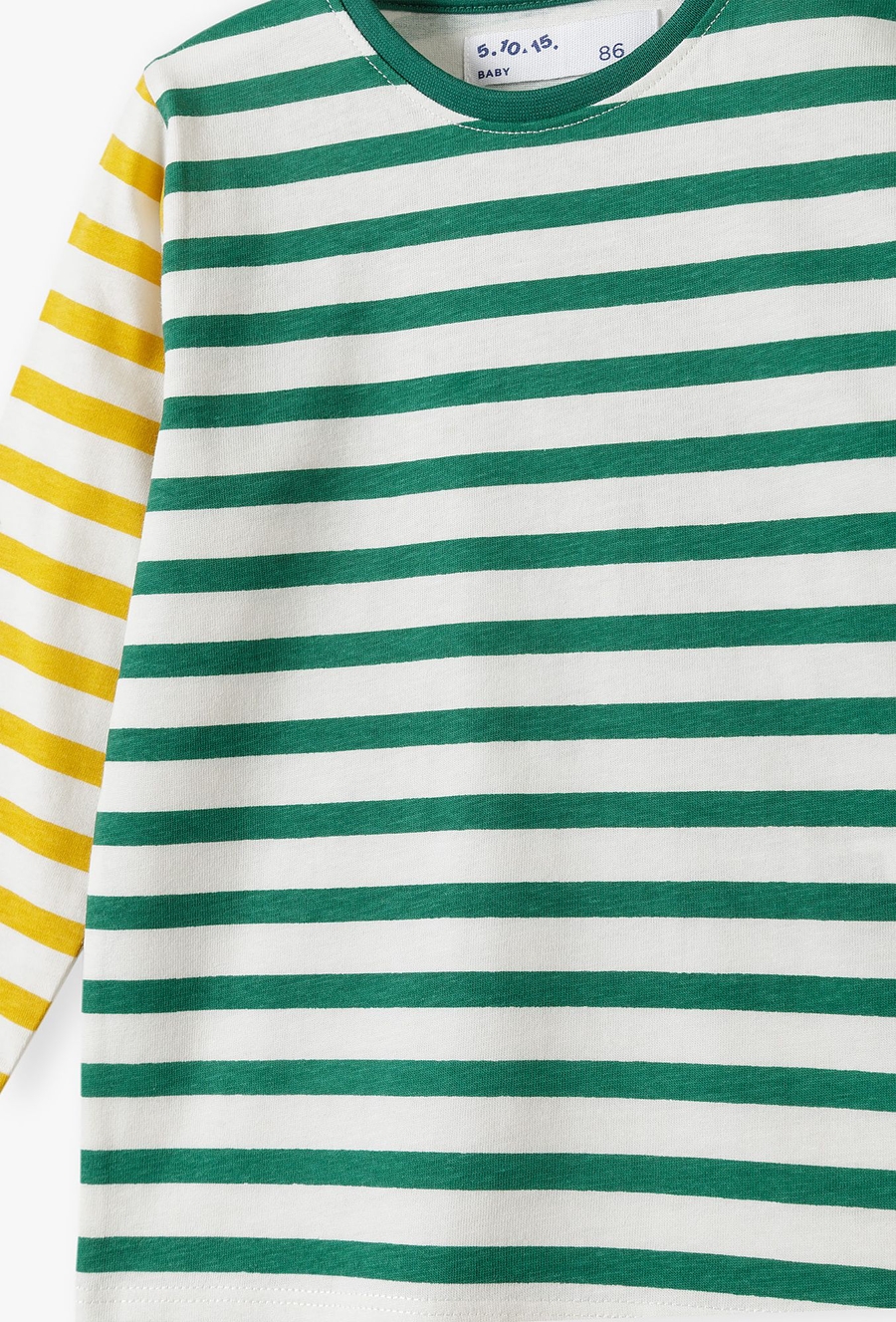 Bawełniana bluzka niemowlęca z długim rękawem biało-zielona