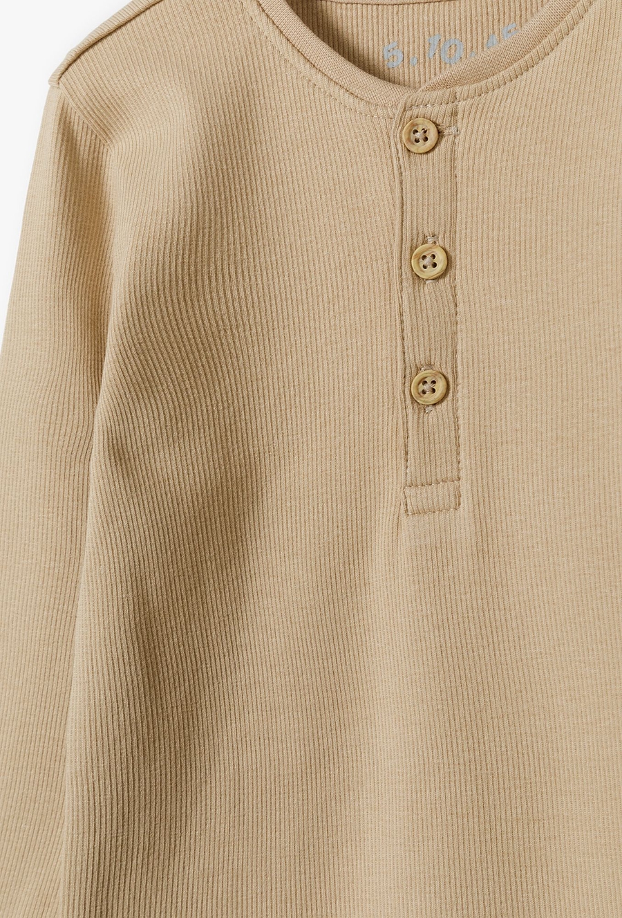 Beżowe body w prążki - długi rękaw - 510.15.