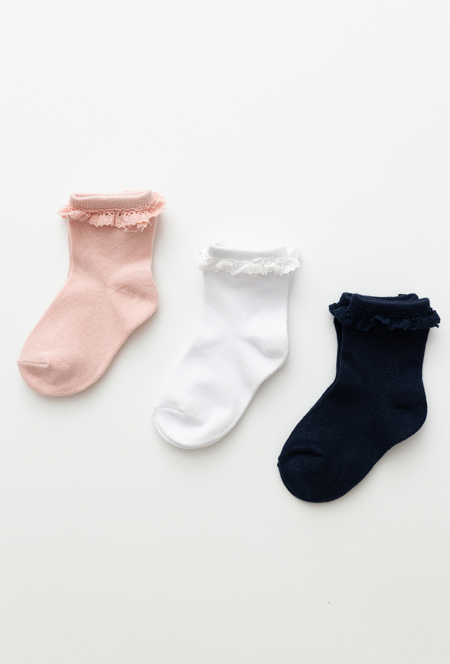 Skarpetki dziewczęce 3-pak z ozdobną koronką