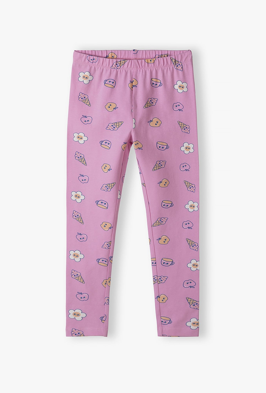 Różowe leginsy dziewczęce w kolorowe wzorki - 510.15.