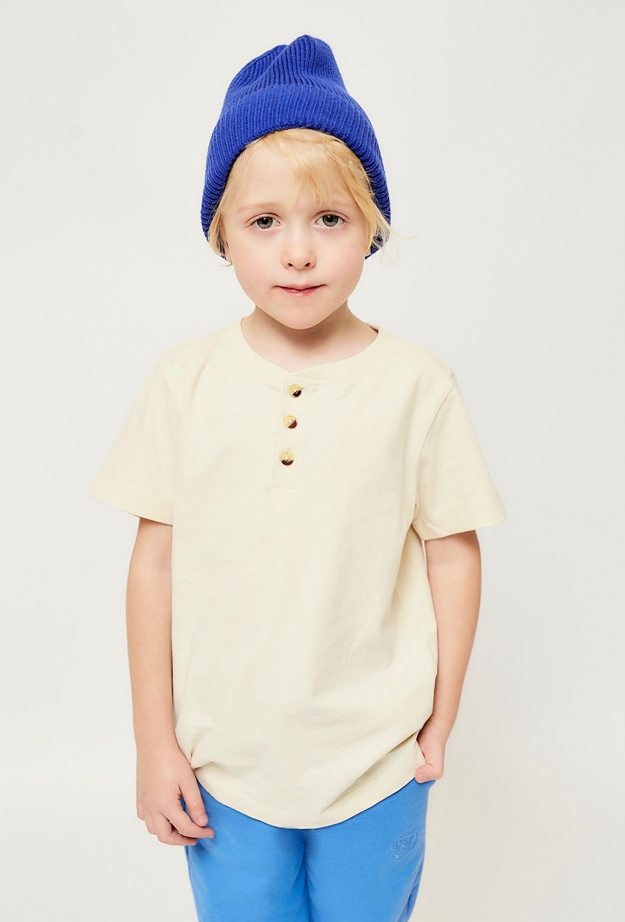 Koszulka henley - ecru