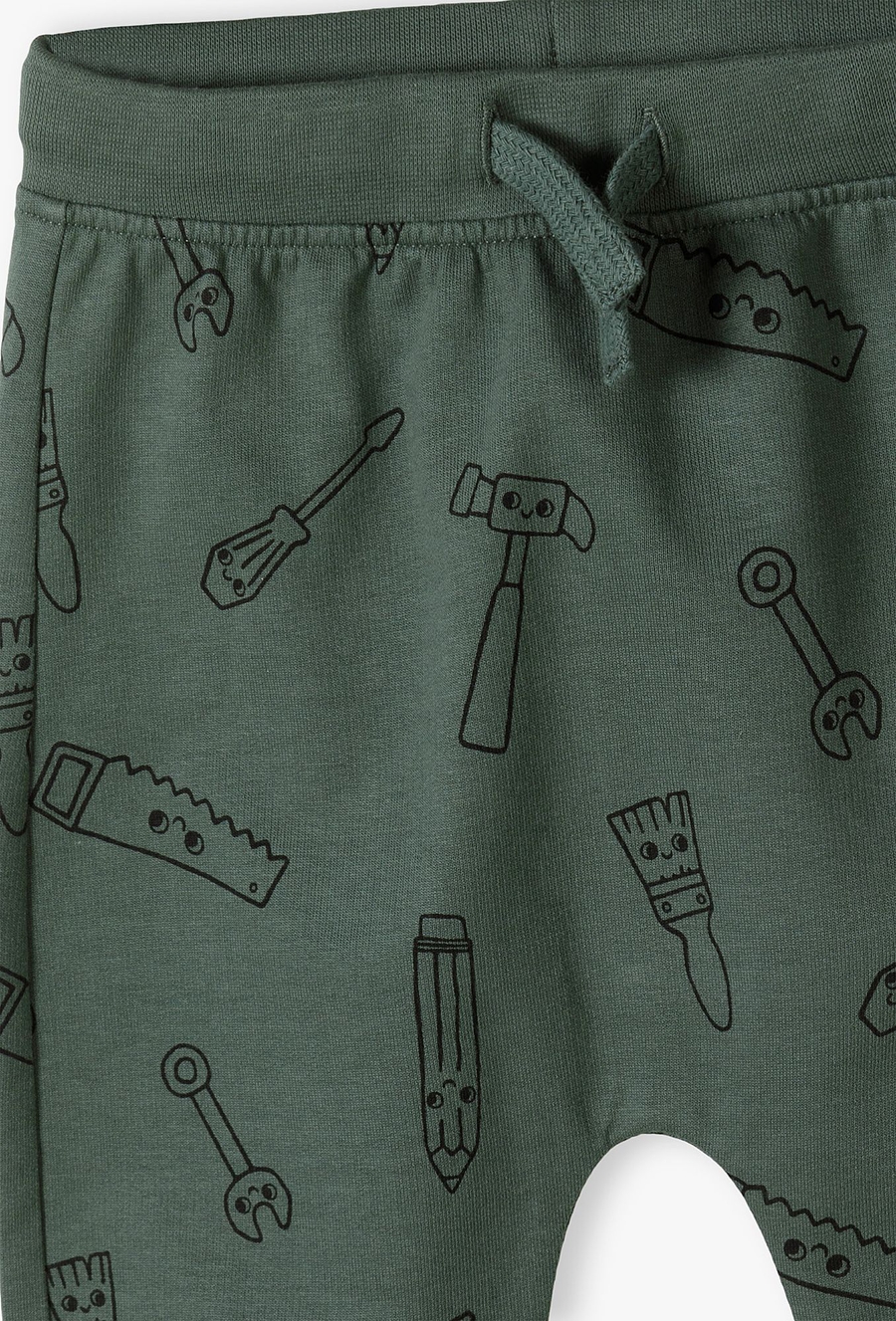 Zielone bawełniane spodnie dresowe niemowlęce