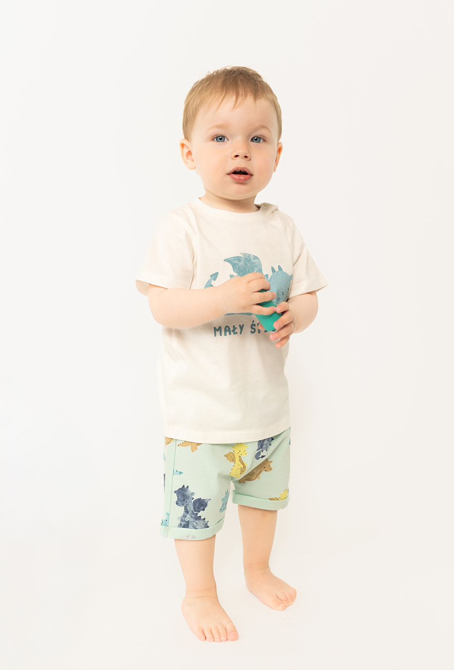 T-shirt niemowlęcy - niebieski ze smokiem