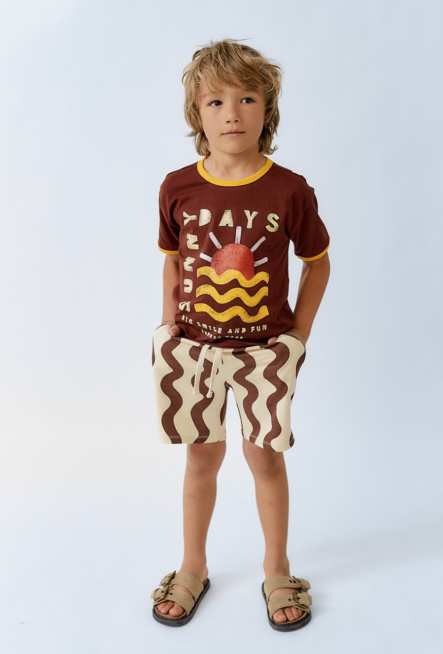 Bawełniane szorty z falistym wzorem