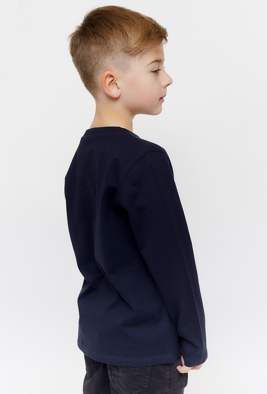 Czarna bluzka chłopięca z robotem - długi rękaw