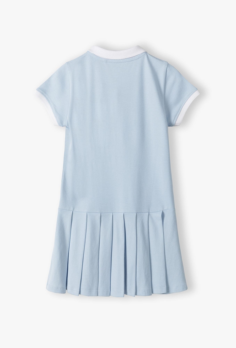 Niebieska dzianinowa sukienka z plisowanym dołem