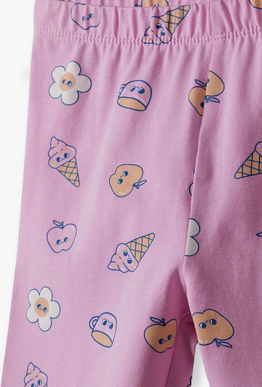 Różowe leginsy dziewczęce w kolorowe wzorki - 510.15.