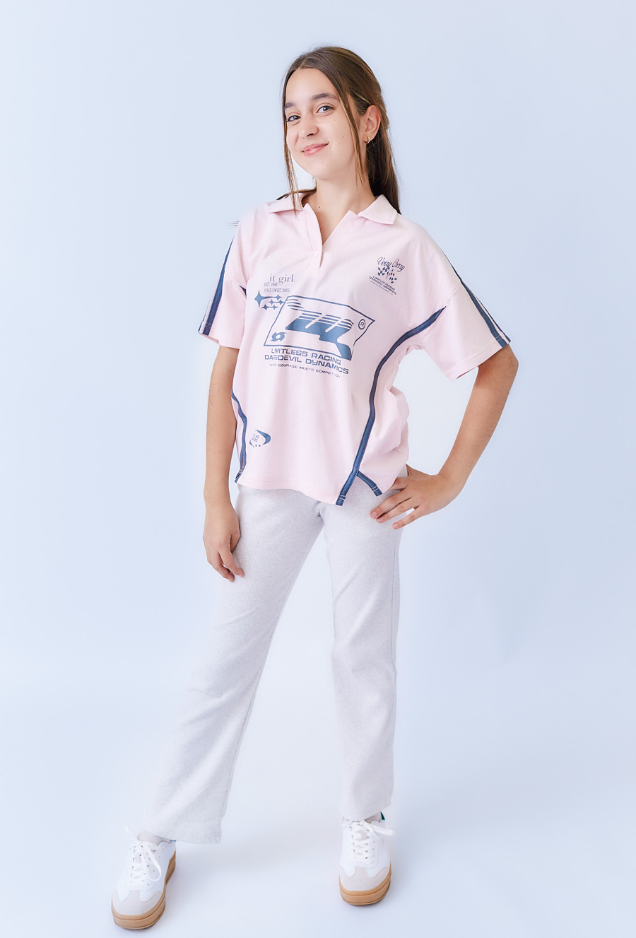 Szare spodnie dziewczęce flare