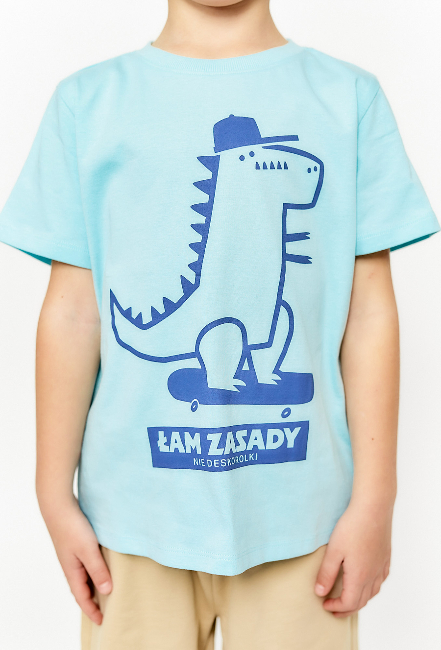 T-shirt chłopięcy z dinozaurem - niebieski