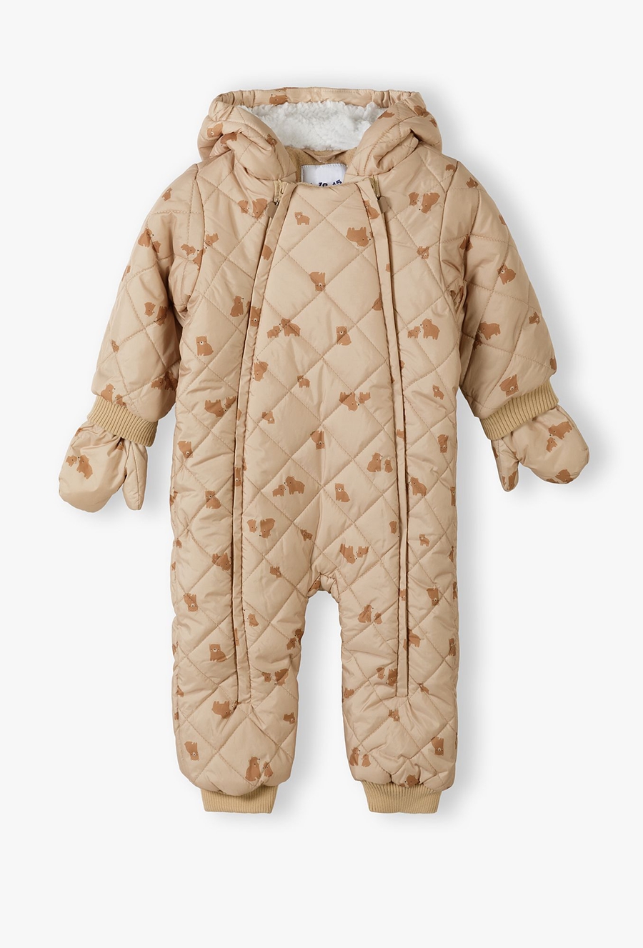 Kombinezon zimowy dla niemowlaka - beżowy w misie - 510.15.