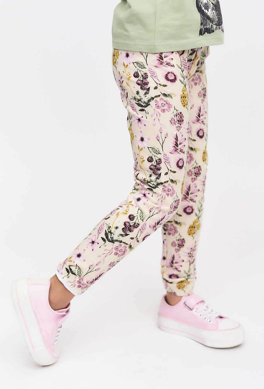 Legginsy dziewczęce dzianinowe w kwiatki - 510.15.